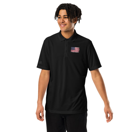 Black adidas Polo Shirt - USA Flag
