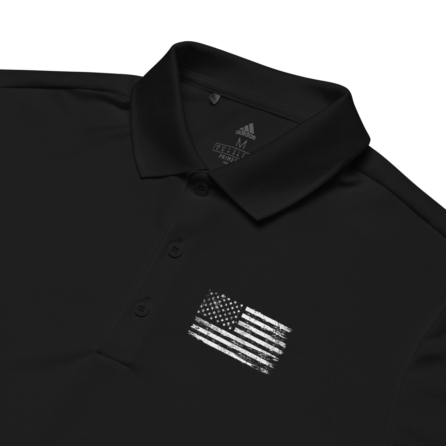 Black adidas Polo Shirt - White Stars USA Flag