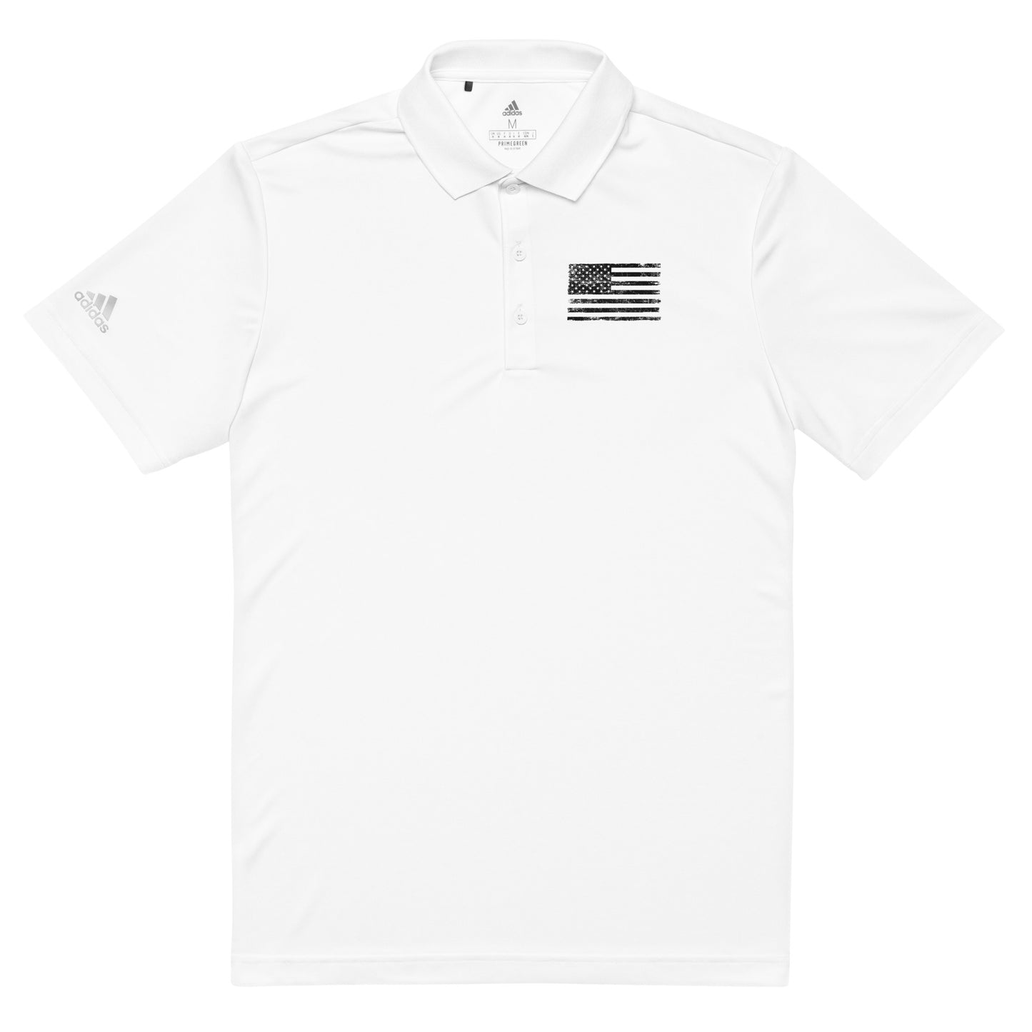 White adidas Polo Shirt - Black USA Flag