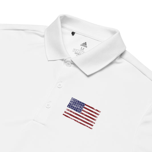 White adidas Polo Shirt - USA Flag