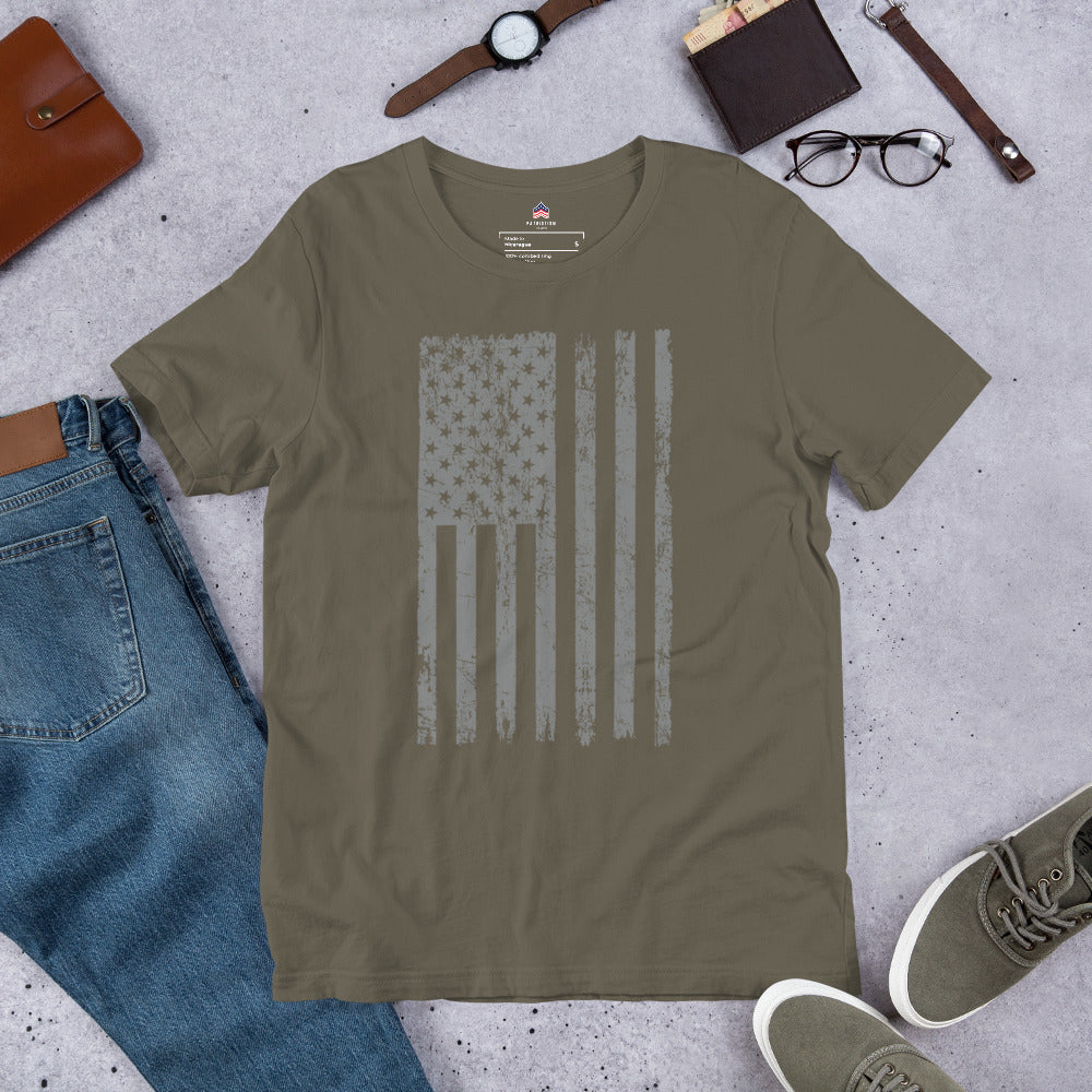 Gray USA Flag Dark T-Shirt
