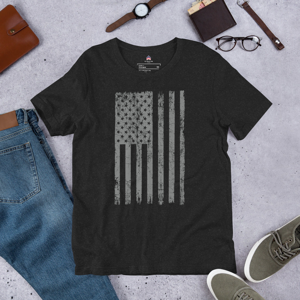 Gray USA Flag Dark T-Shirt