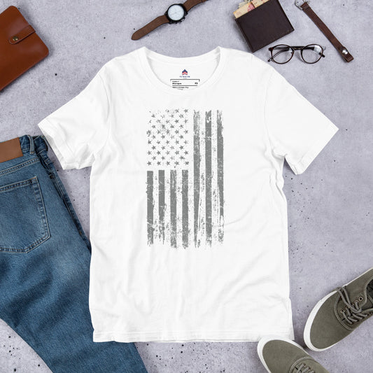 Gray Stars USA Flag Light T-Shirt
