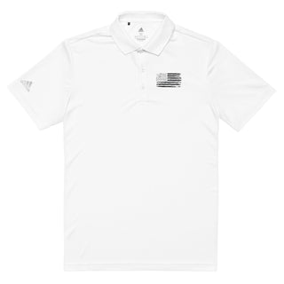 White adidas Polo Shirt - Black Stars USA Flag