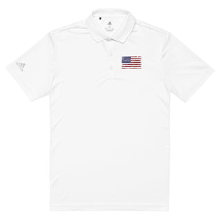 White adidas Polo Shirt - USA Flag