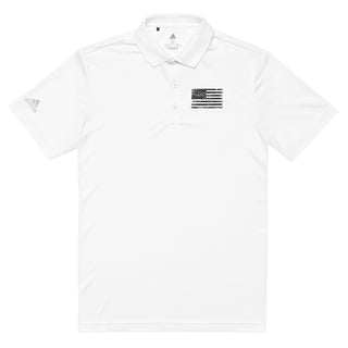 White adidas Polo Shirt - Black USA Flag