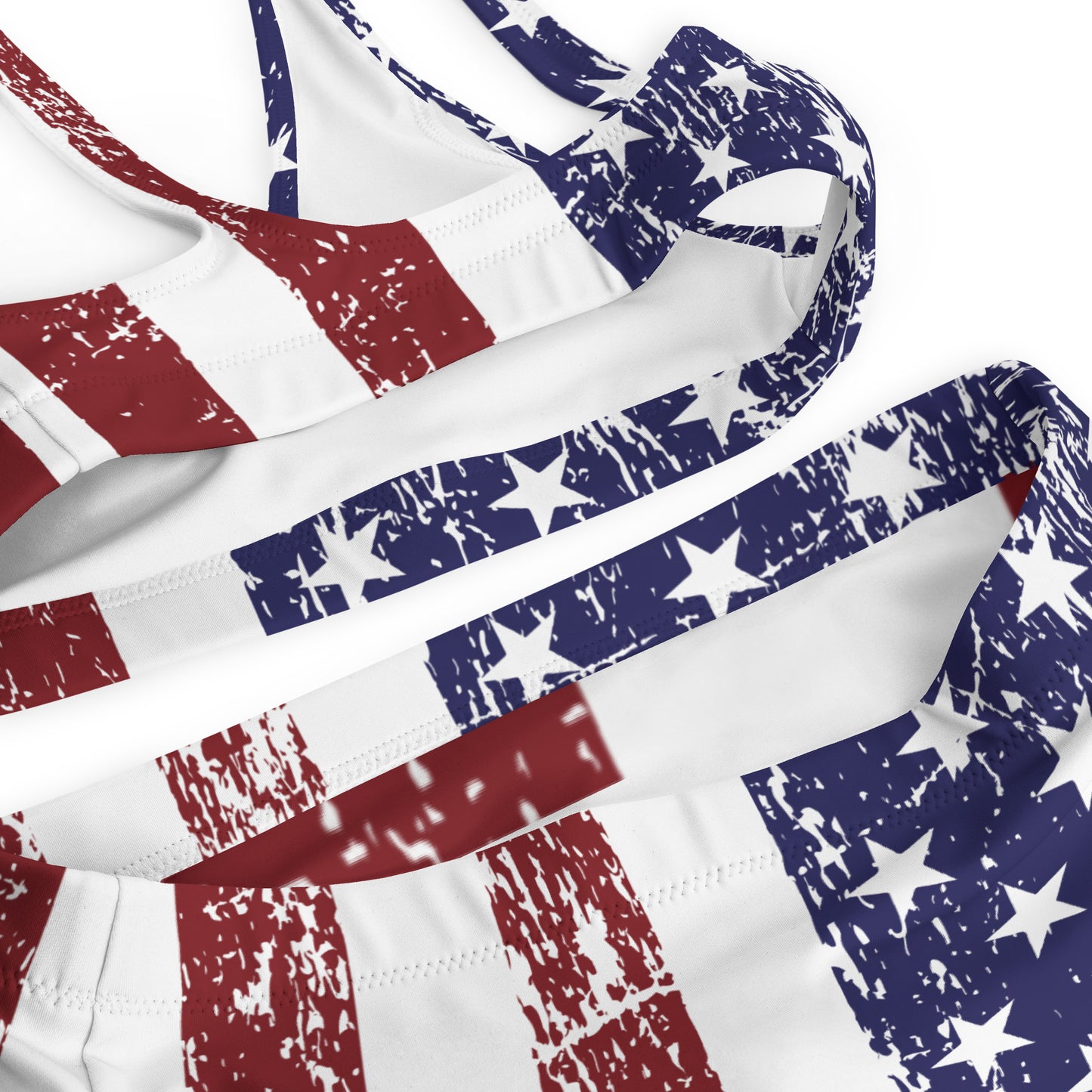 USA Flag High-Waist Bikini Swimsuit