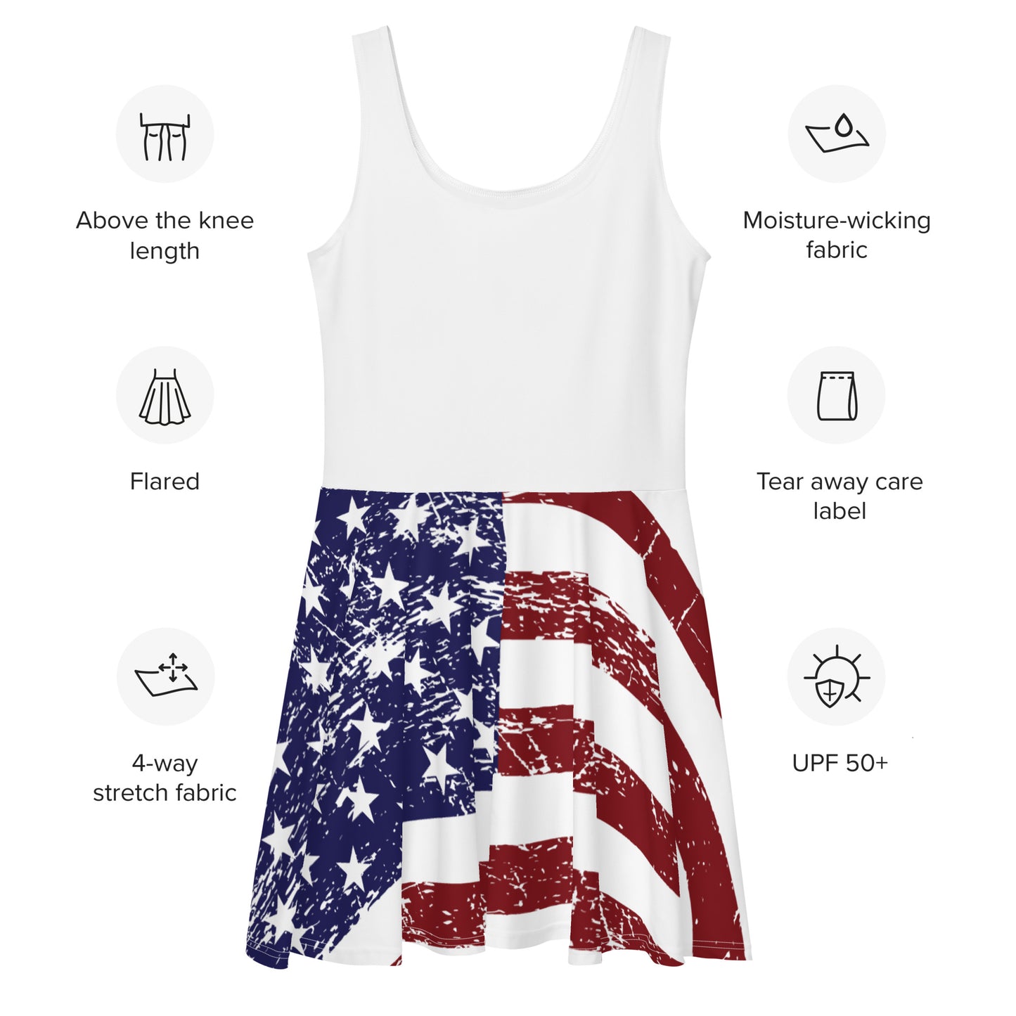 USA Flag Skater Dress w/ White Top
