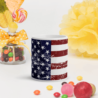 USA Flag White Glossy Mug