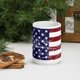 USA Flag White Glossy Mug