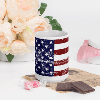 USA Flag White Glossy Mug