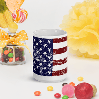 USA Flag White Glossy Mug