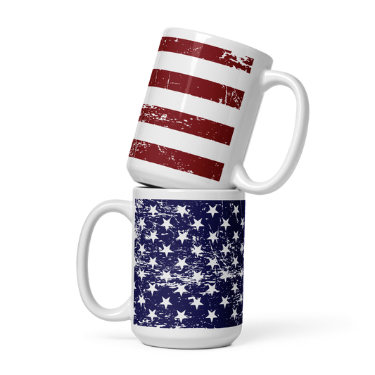USA Flag White Glossy Mug