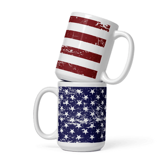 USA Flag White Glossy Mug