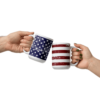 USA Flag White Glossy Mug