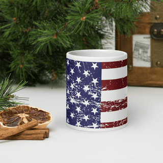 USA Flag White Glossy Mug