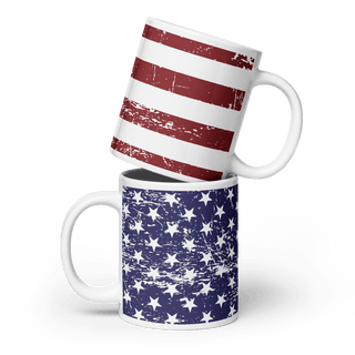 USA Flag White Glossy Mug