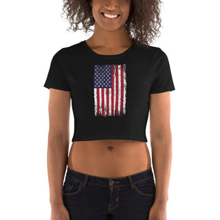 Women’s Crop Top Tee - Full Color USA Flag