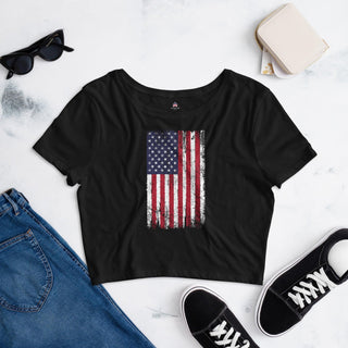 Women’s Crop Top Tee - Full Color USA Flag