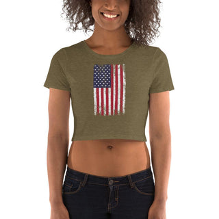 Women’s Crop Top Tee - Full Color USA Flag