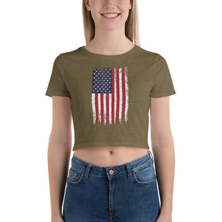 Women’s Crop Top Tee - Full Color USA Flag