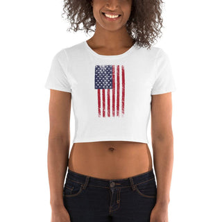 Women’s Crop Top Tee - Full Color USA Flag