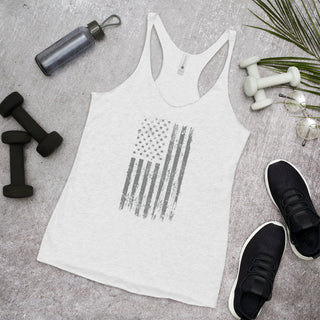 Women's Racerback Tank Top - Gray Stars USA Flag