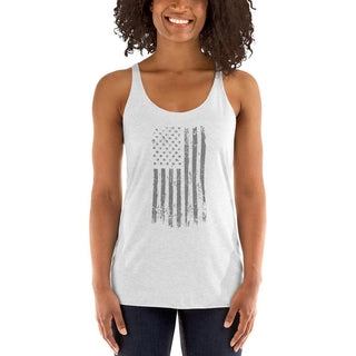 Women's Racerback Tank Top - Gray Stars USA Flag