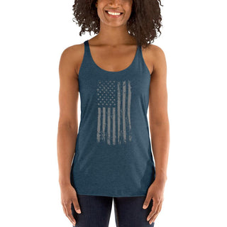 Women's Racerback Tank Top - Gray Stars USA Flag