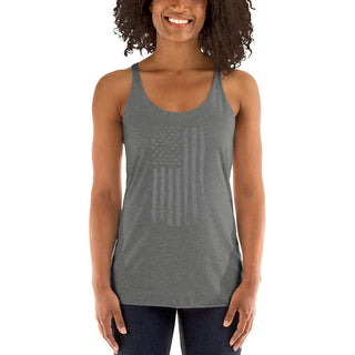 Women's Racerback Tank Top - Gray Stars USA Flag