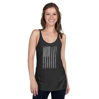 Women's Racerback Tank Top - Gray USA Flag