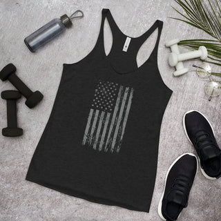 Women's Racerback Tank Top - Gray Stars USA Flag