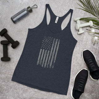 Women's Racerback Tank Top - Gray Stars USA Flag