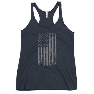 Women's Racerback Tank Top - Gray Stars USA Flag