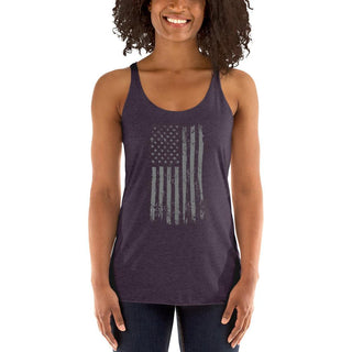 Women's Racerback Tank Top - Gray Stars USA Flag