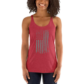 Women's Racerback Tank Top - Gray Stars USA Flag