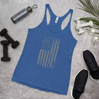 Women's Racerback Tank Top - Gray Stars USA Flag