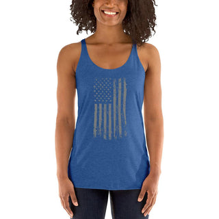 Women's Racerback Tank Top - Gray Stars USA Flag